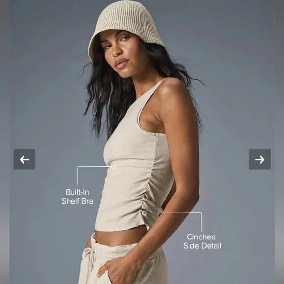 ALO Yoga Ribbed En Pointe Tank Limited: Oatmeal Heather XS NWT - Picture 3 of 7